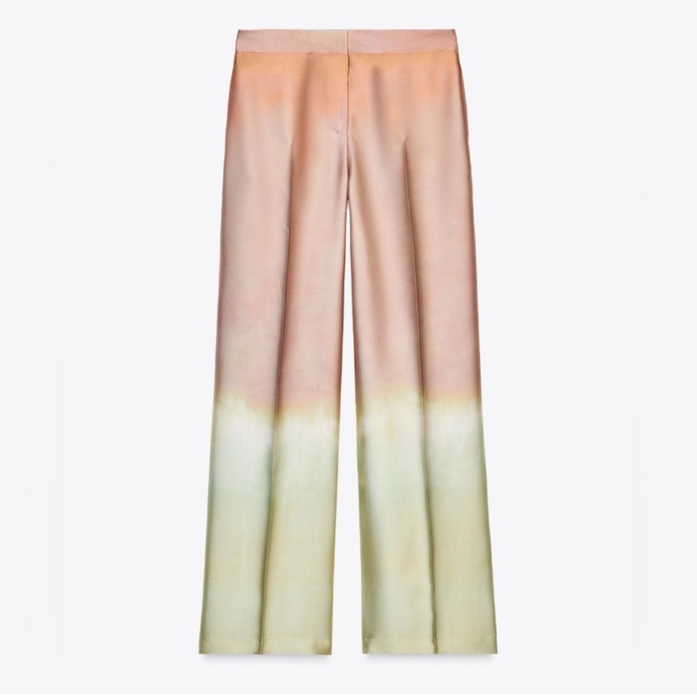 Zara Two-Tone Pink and Cream Wide-Leg Pants - Picture 4 of 8
